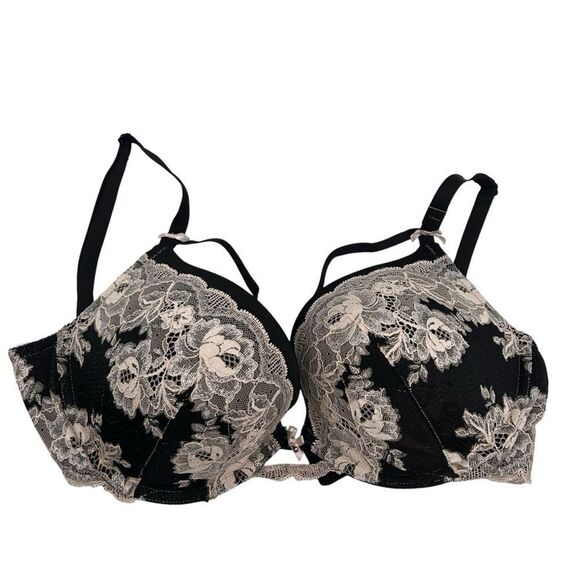 NWT Victoria’s Secret black and blush lace dream angels push-up 34 DD - Picture 2 of 7